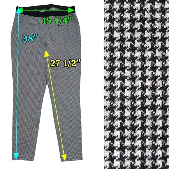 Talbots The Soho Ankle Pant Black White Mini-Houndstooth Skinny Pull On Stretch - Picture 2 of 10